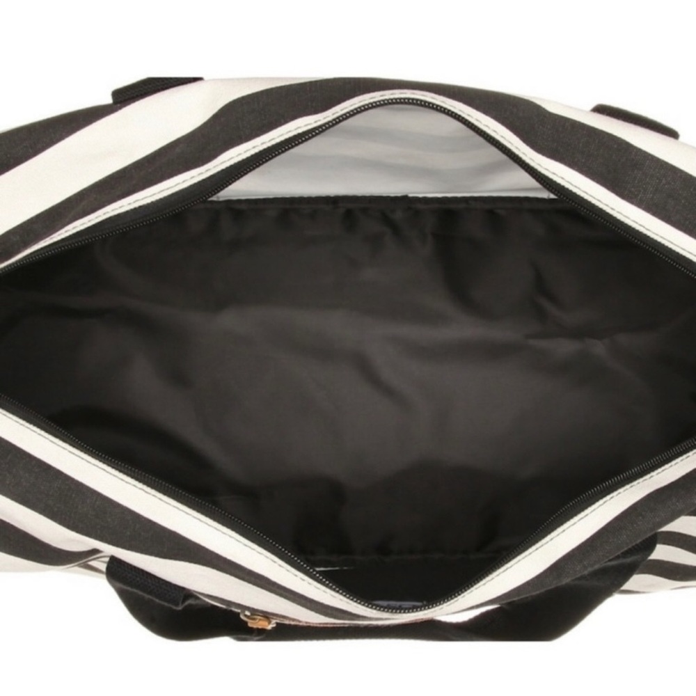 JM Wechter For DSW Black & White Stripe Weekender Tote Bag Shoulder & Hand Strap - Picture 2 of 7